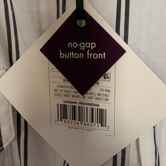 AVA & VIV WHITE BUTTON DOWN SHIRT WITH BLACK STRIPES NWT - Picture 2 of 6